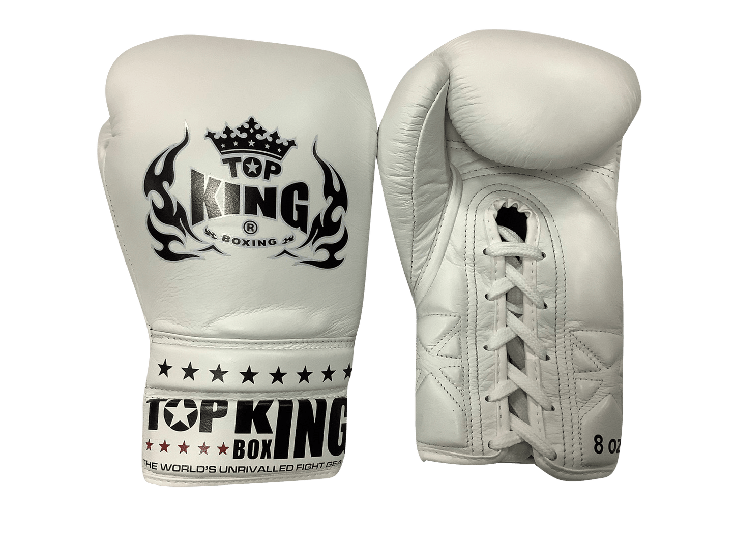 Top King Boxing Gloves Lace Up TKBGSC White