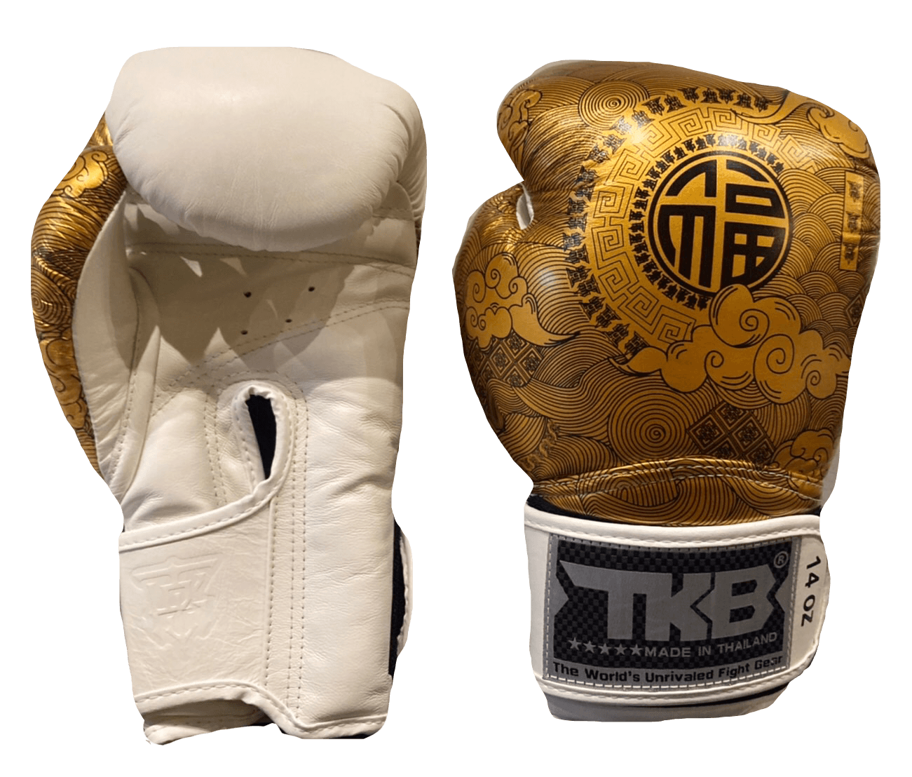 Top King Boxing Gloves TKBGCT-CN01 White with "FOOK" & "DOUBLE HAPPINESS"
