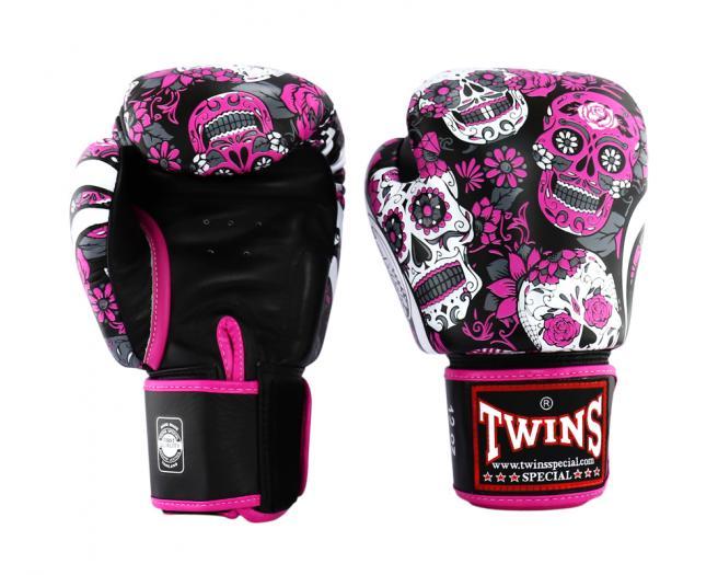 Twins Special Fancy BOXING GLOVES FBGVL3-53 SKULL PINK/BLACK