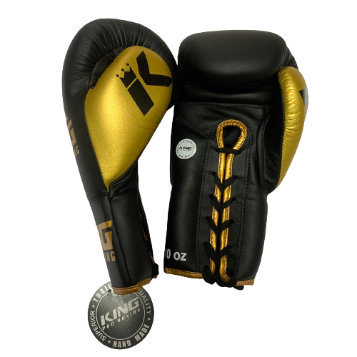 King Pro Boxing Gloves BG Lace Up Black