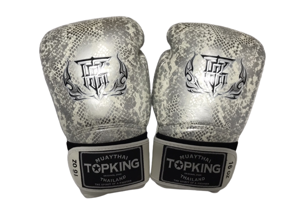 Top King Boxing Gloves "Super Snake" TKBGSS-02 White Silver No Air N