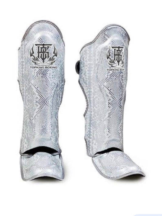 Top King Shin Guards Snake TKSGSS 02 White Silver