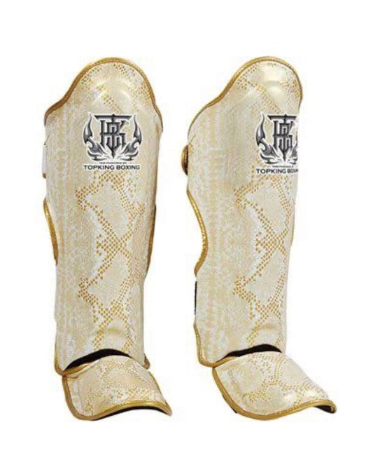 Top King Shin Guards Snake TKSGSS 02 White Gold