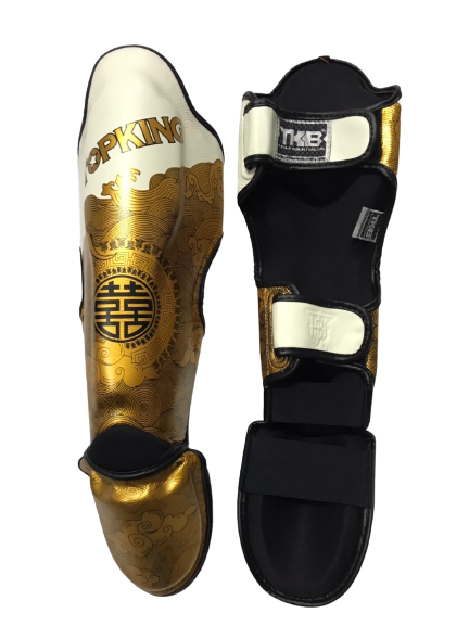 Top King Shin Guards TKSGCT-CN01 Fook & Double Happiness White Gold