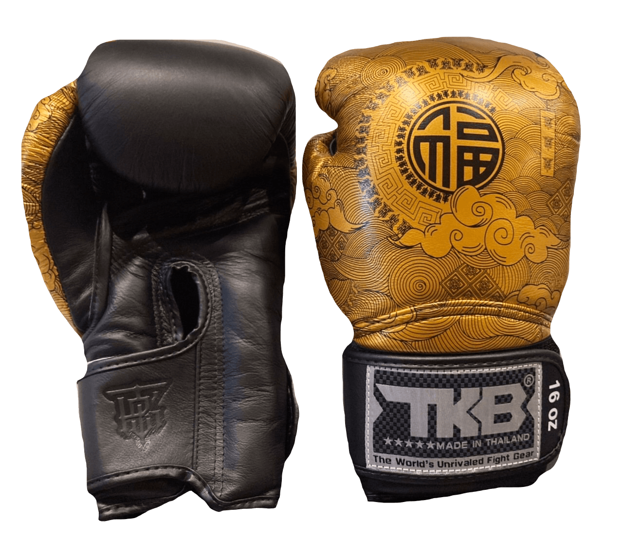 Top King Boxing Gloves TKBGCT-CN01 Black with "FOOK" & "DOUBLE HAPPINESS"