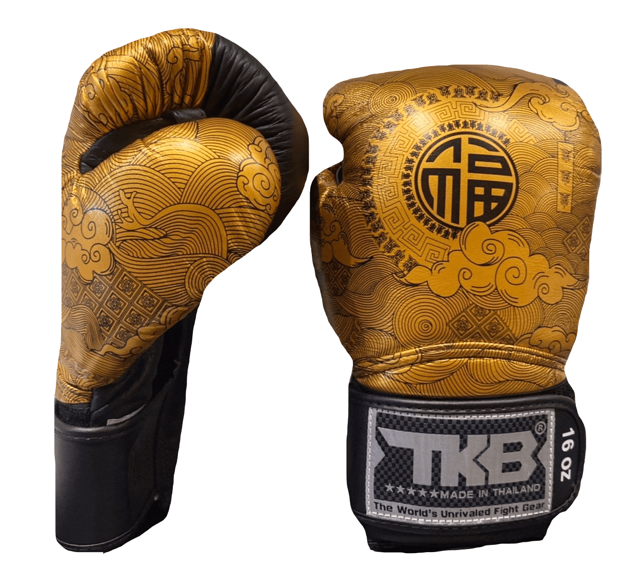 Top King Boxing Gloves TKBGCT-CN01 Black with "FOOK" & "DOUBLE HAPPINESS"