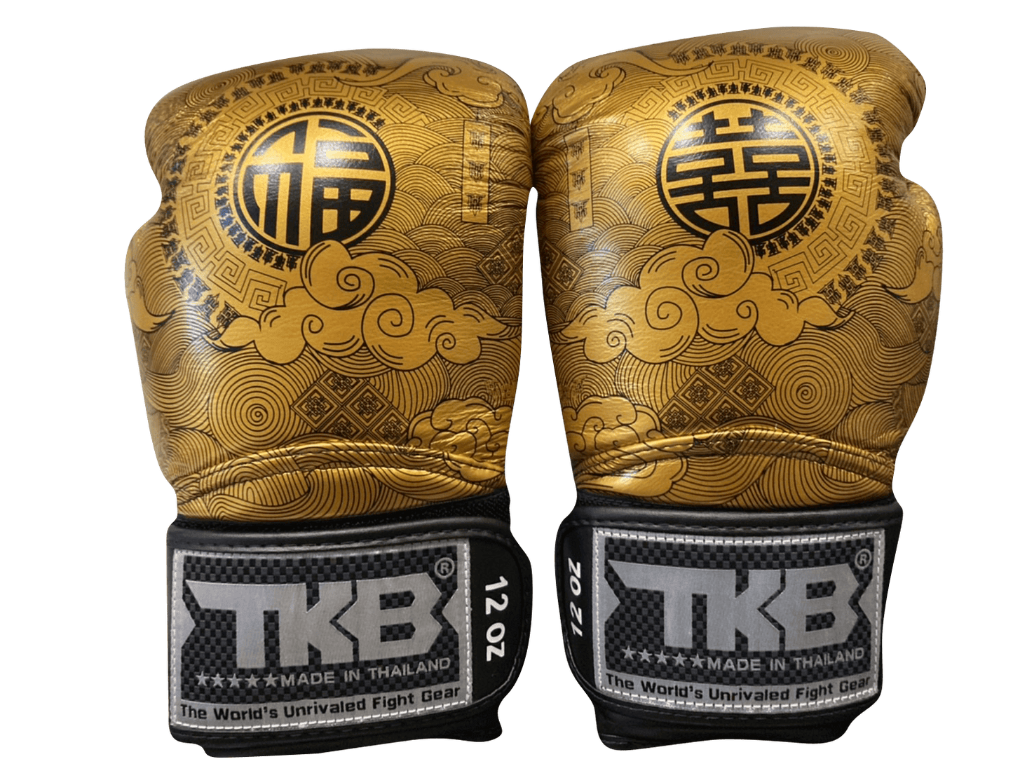 Top King Boxing Gloves TKBGCT-CN01 Black with "FOOK" & "DOUBLE HAPPINESS"