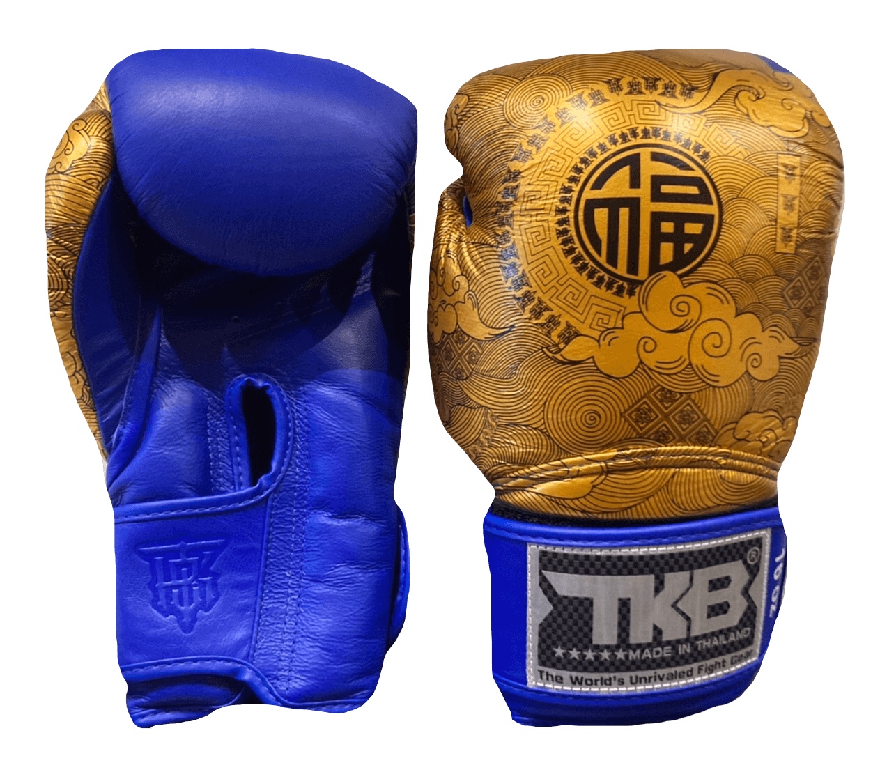 Top King Boxing Gloves TKBGCT-CN01 Blue with "FOOK" & "DOUBLE HAPPINESS"