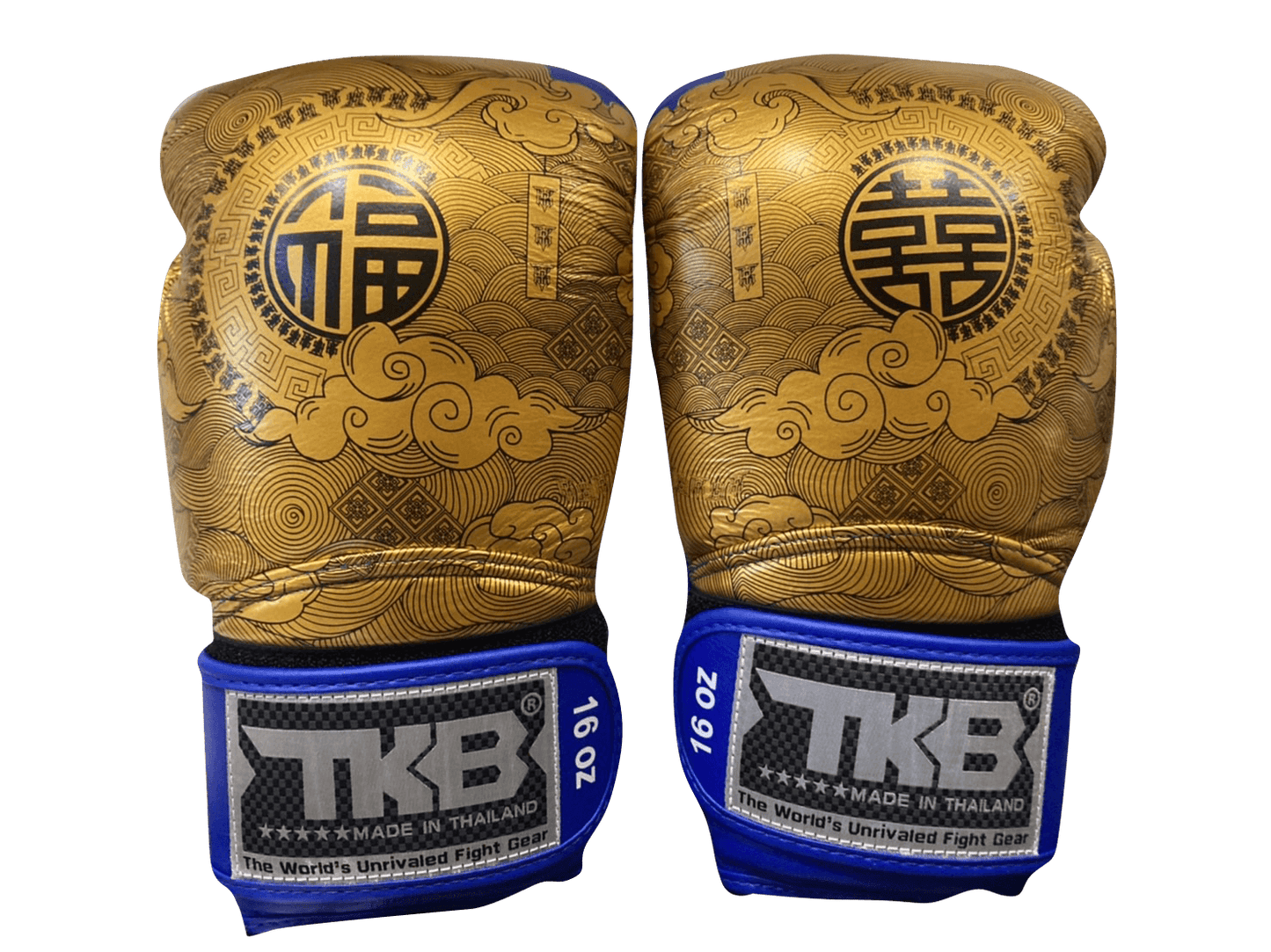 Top King Boxing Gloves TKBGCT-CN01 Blue with "FOOK" & "DOUBLE HAPPINESS"