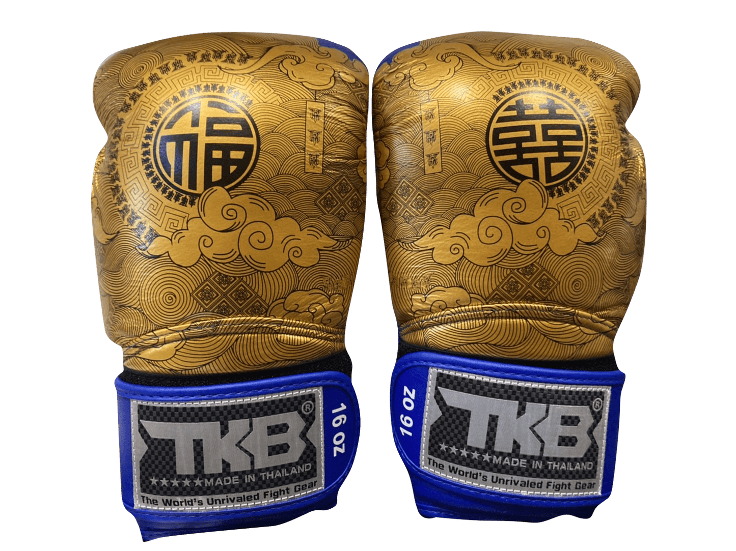 Top King Boxing Gloves TKBGCT-CN01 Blue with "FOOK" & "DOUBLE HAPPINESS"