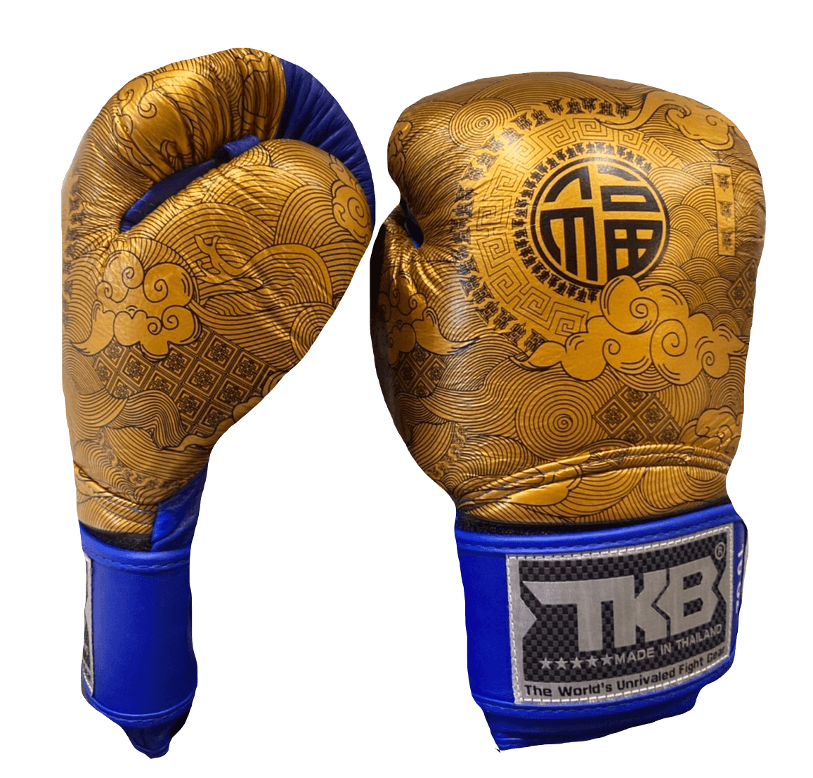 Top King Boxing Gloves TKBGCT-CN01 Blue with "FOOK" & "DOUBLE HAPPINESS"