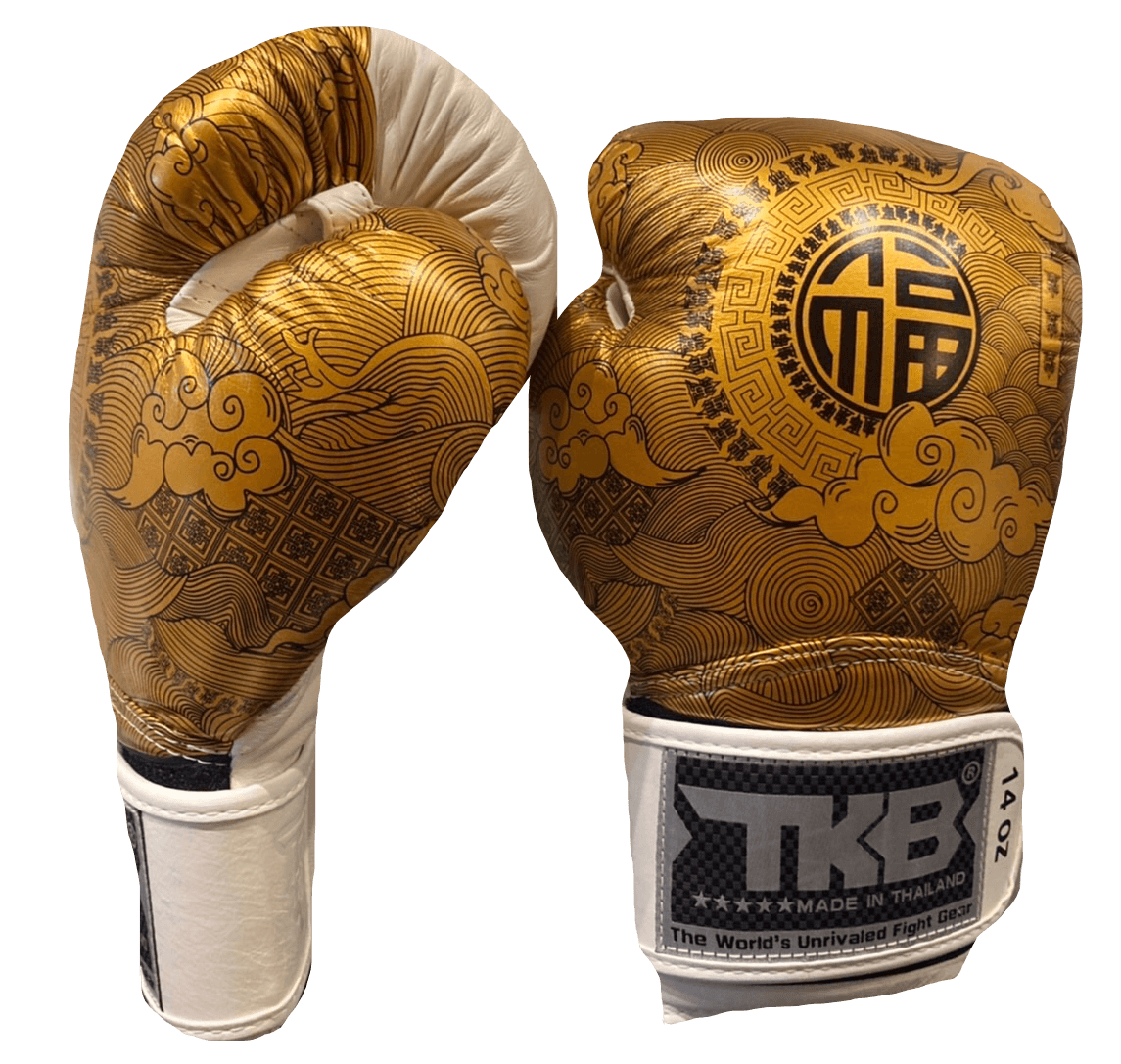 Top King Boxing Gloves TKBGCT-CN01 White with  "FOOK" & "DOUBLE HAPPINESS"