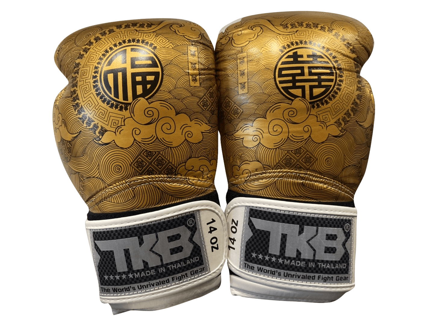 Top King Boxing Gloves TKBGCT-CN01 White with  "FOOK" & "DOUBLE HAPPINESS"