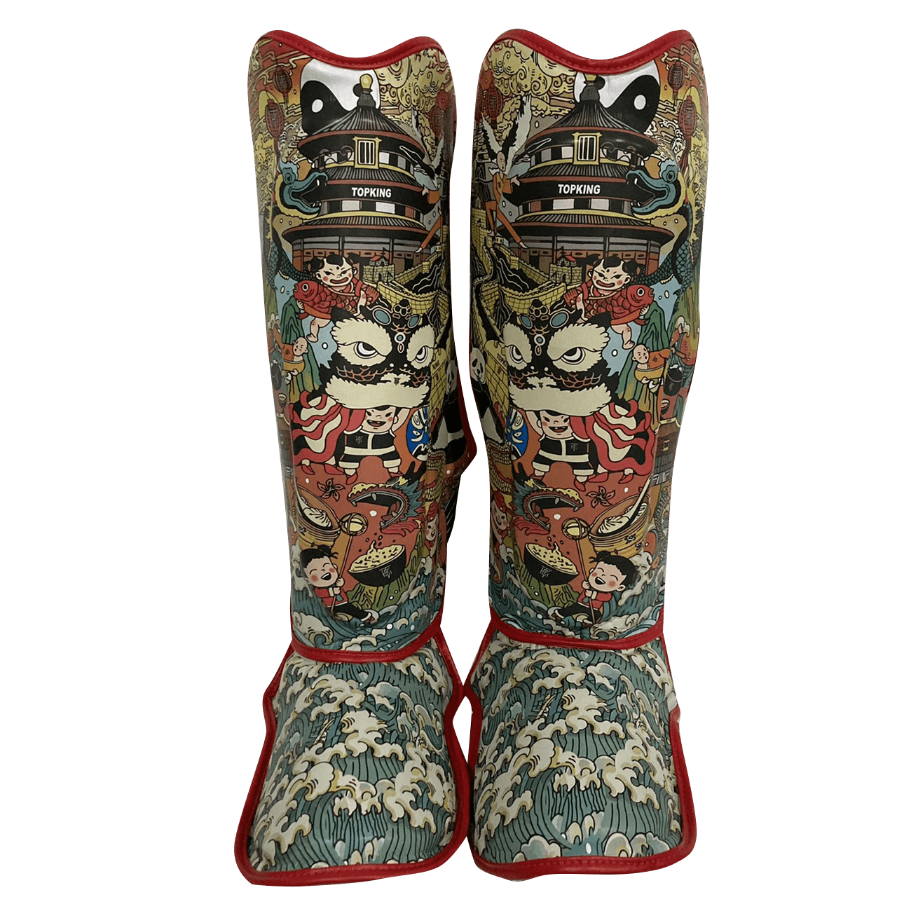 Top King Shin Guards "Pro" TKSGCT THAI CULTURE CN red