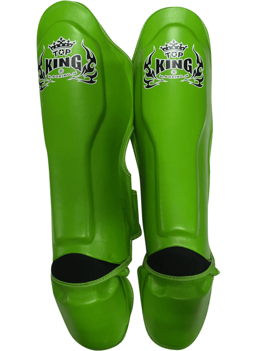 Top King Shin Guards  โ€Proโ€ Green Genuine Leather GL