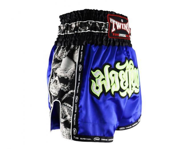 Twins Muay Thai Shorts TBS-SKULL Blue Grey