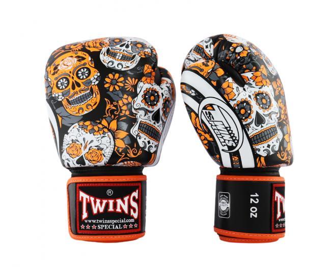 Twins Special Fancy FBGVL3-53 SKULL ORANGE/BLACK BOXING GLOVES