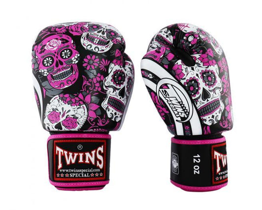 Twins Special Fancy BOXING GLOVES FBGVL3-53 SKULL PINK/BLACK